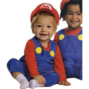 Super Mario Brothers Halloween Costume Baby Infant 6-12M with Hat NEW